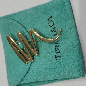 Vintage 1983 Tiffany & Co Paloma Picasso 18k Gold Scribble Zigzag Brooch Pin